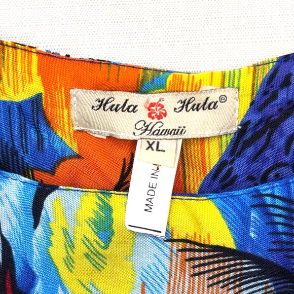 HULA HULA Hawaiian Print Dress Womens XL Midi Sleeveless Floral Beach Vacation - Picture 8 of 12